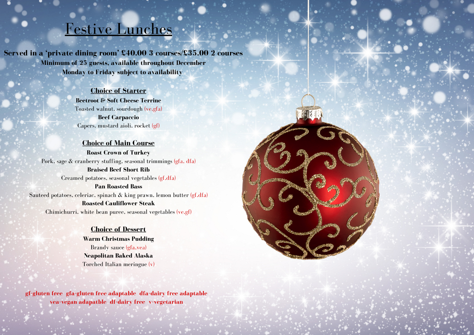 Festive Lunches 2025