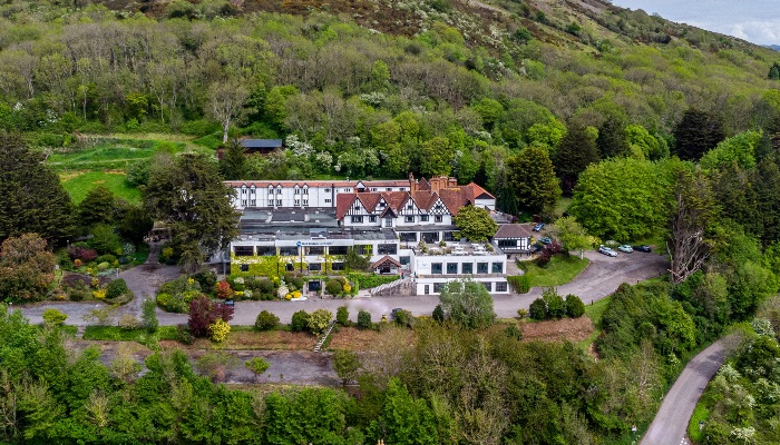 Ariel view of the hotel and the surrounding countryside