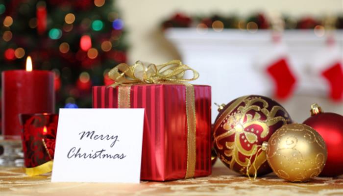 Presents and merry Christmas card
