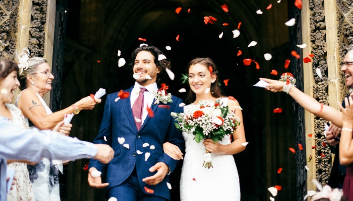 Confetti for the newly wed couple