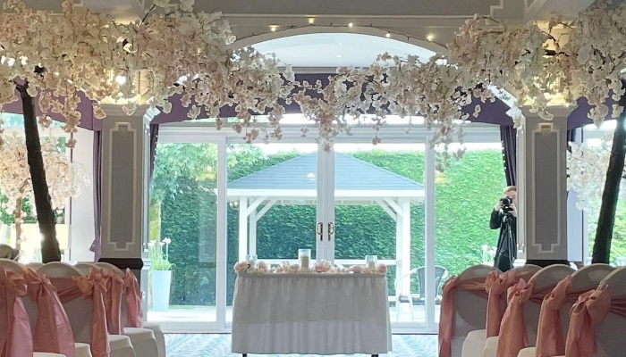 Registrar table with Cherry Trees