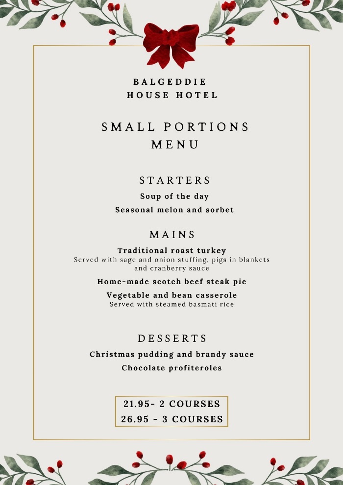 Small Portions Christmas Menu 2026