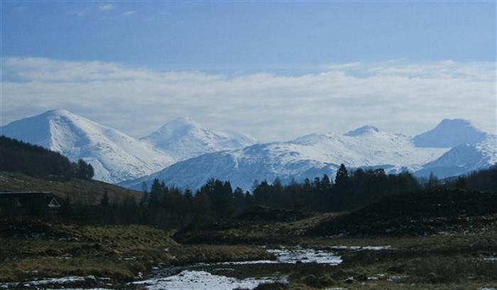 View of the mountains with snow on the tops