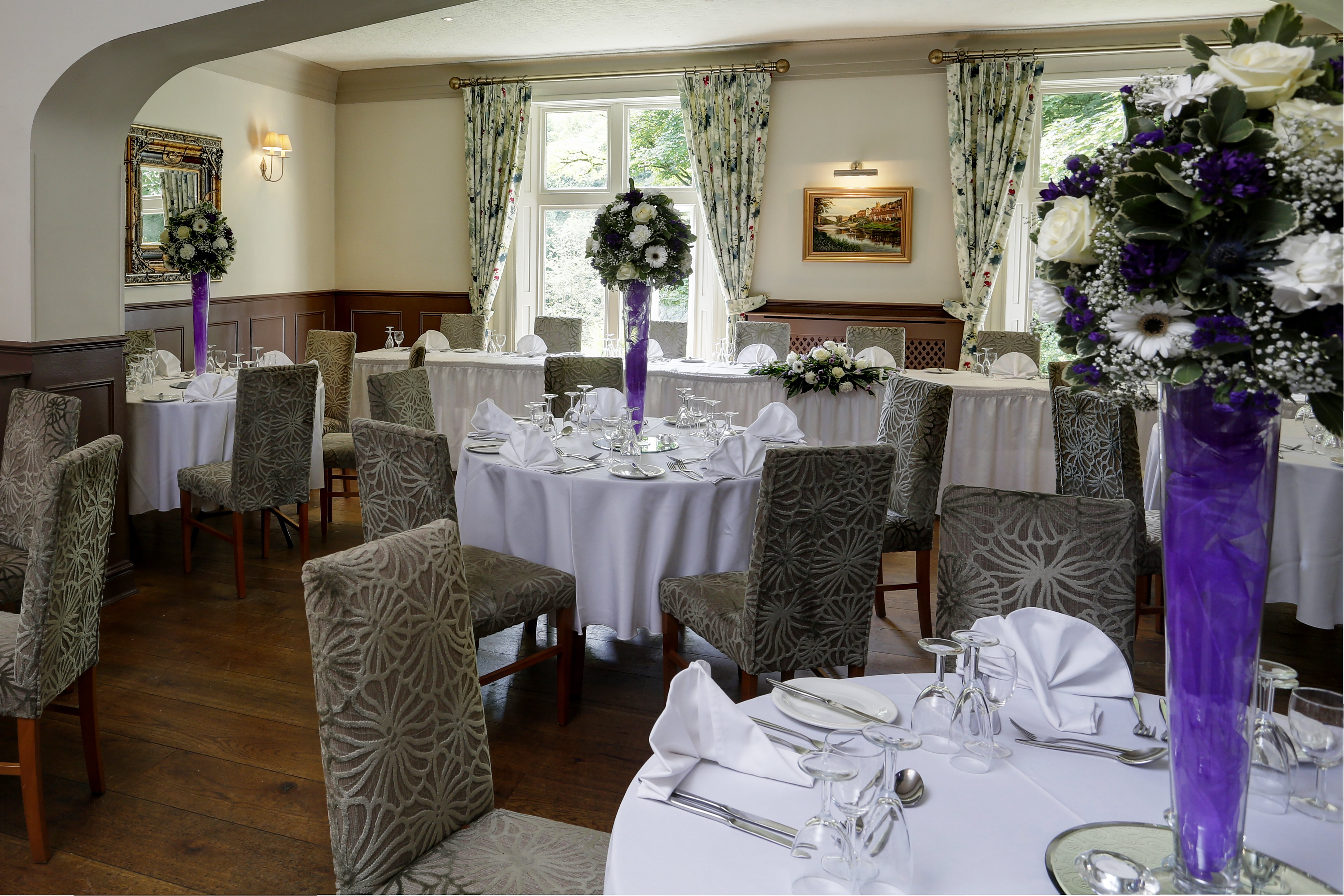 A wedding breakfast laid and ready for guests