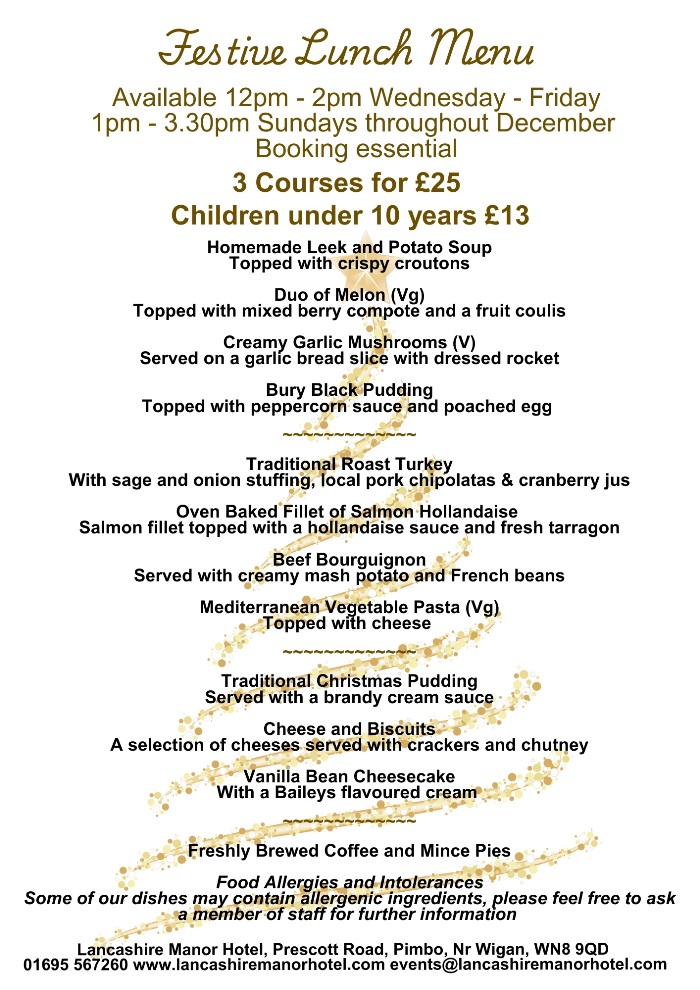 Festive Lunch menu 2025